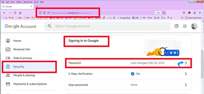 gmail password change process