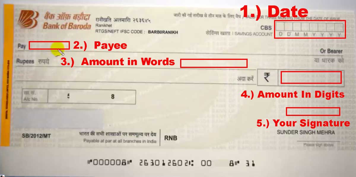 how to fill cheque