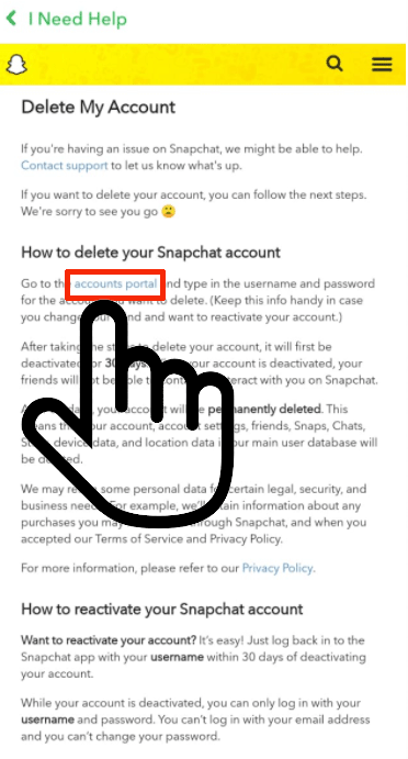snapchat account permanently delete