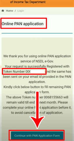 Continue With Pan Application Form